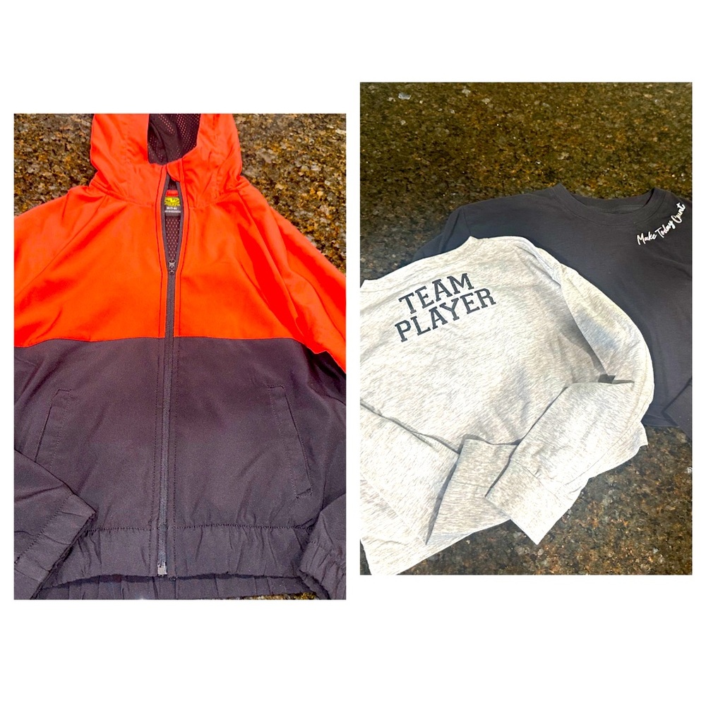 Girls active windbreaker graphic tee bundle lot